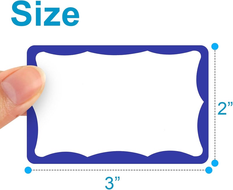 Utron 390Pcs Name Tags, 3in x 2in Name Tag Stickers, Name Tags Sticker for School Office Home(White with Blue Border) - Image 2